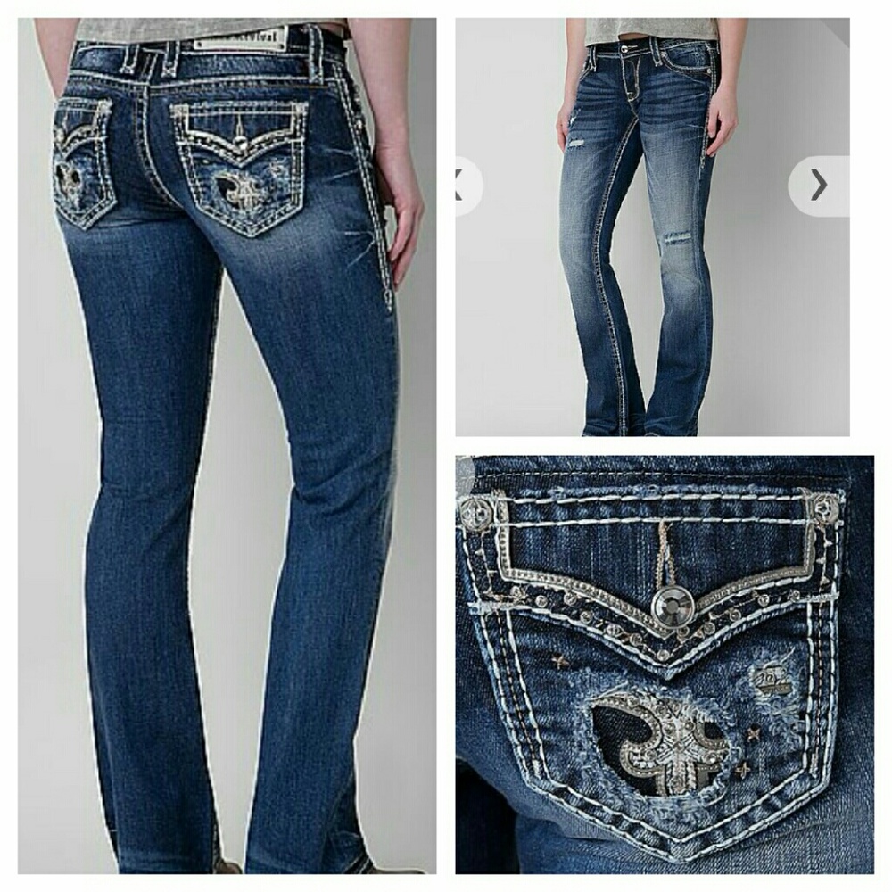 Rose Gold Rock Revival Easy Boot Cut Jeans